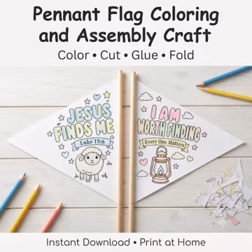 The Lost Sheep Pennant Flag | Printable Bible Story Craft, Sunday School Kids
