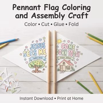Zacchaeus Pennant Flag Craft | Printable Bible Story Activity for Kids Church