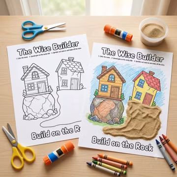 The Wise Builder Sand Sensory Craft, Printable Bible Story for Kids