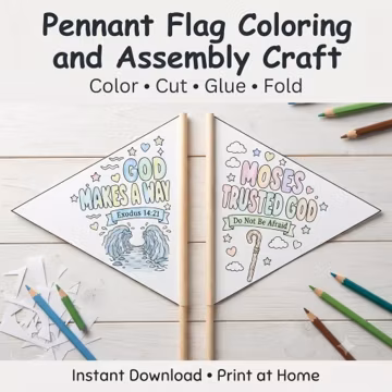 God Makes a Way Pennant Flag | Printable Moses Red Sea Craft for Kids Church