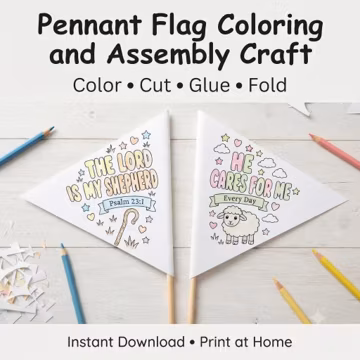 The Lord Is My Shepherd Pennant Flag | Printable Psalm 23 Craft, Kids Church