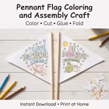 Love Your Neighbor Pennant Flag | Printable Good Samaritan Craft, Kids Church