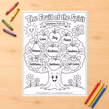 Fruit of the Spirit Coloring Page, Printable Galatians 5 Bible Sheet for Kids