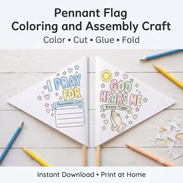 My Prayer Pennant Flag | Printable Write On Bible Craft, Sunday School Kids