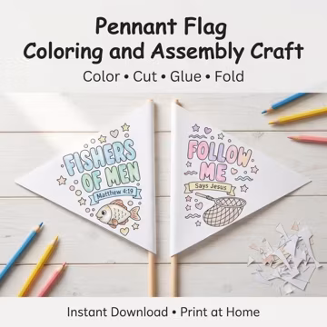 Fishers of Men Pennant Flag | Printable Bible Craft, Kids Sunday School
