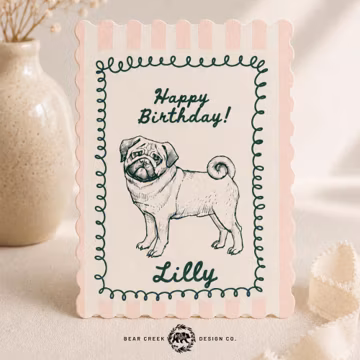 Personalized Dog Sketch Birthday Card Custom Greeting Card from Image for Dog Lover