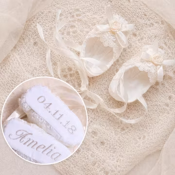 Lace Baptism Shoes Girl: Personalized Cotton Christening Booties
