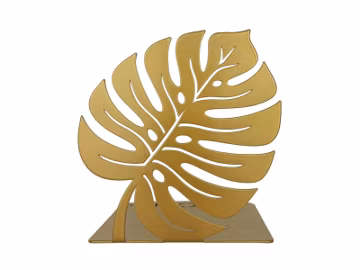 Monstera Leaf Bronze Bookend | Metal Library Bookshelf Decor | Gold Floral Heavy Book Ends