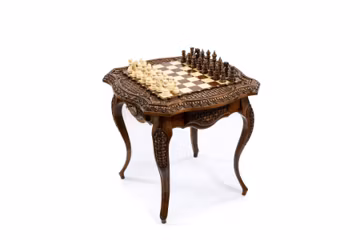 Handcrafted Wooden Chess Table with Drawers
