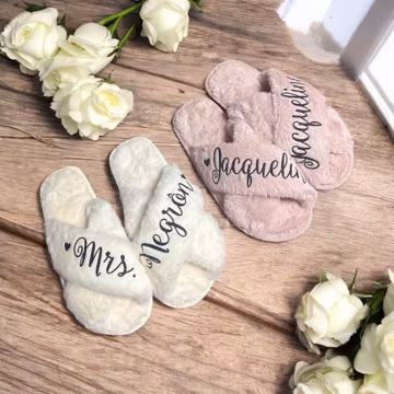 Bachelorette Fluffy Slippers Set, Gift For Her, Bridesmaid Gifts, Personalized Gift, Fluffy Blush Slippers, Bridesmaid Slippers