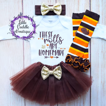 These Rolls Are Homemade Baby Tutu Outfit, Thanksgiving Baby Girl Outfit, Thanksgiving Skirt, 1st Thanksgiving Outfit, Turkey, First Holiday