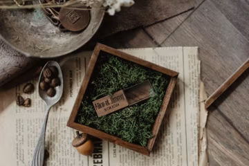 Wedding USB Box with Personalized USB Stick | Engraved Wooden or Glass USB, Custom Flash Drive in Keepsake Gift Box
