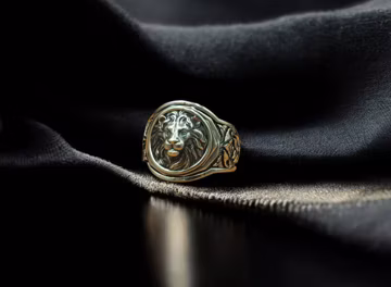 Brass Lion Head Signet Ring, African Jewelry