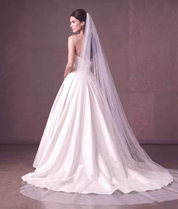 Cathedral Veil, Raw Edge Wedding Veil, Barely there soft tulle
