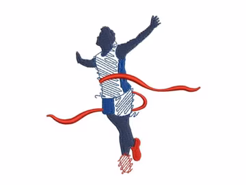 Runner Crossing Finish Line - Machine Embroidery Design, Race Winner Athlete Embroidery Pattern, Running Competition Embroidery Design