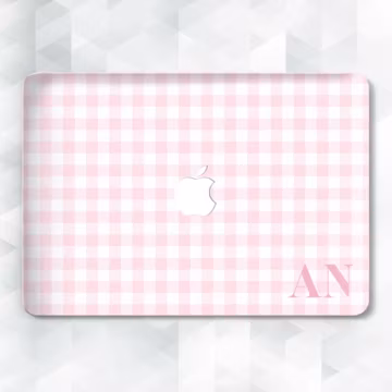 Initials MacBook case Pink gingham MacBook Pro 13 14 Air 13 15 inch m2 m3 m4 Pro 16 Cute aesthetic custom monogram Personalized plaid cover