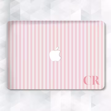 Aesthetic MacBook case Personalized initials MacBook Pro 13 14 16 Air 13 15 inch m2 m3 m4 Cute custom monogram Girly pink stripes cover