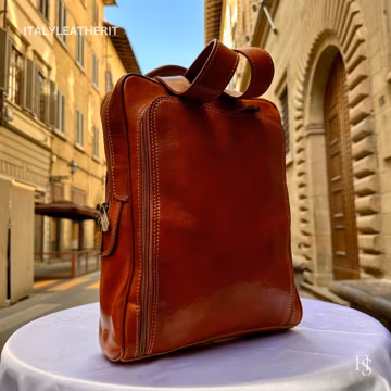 Italian handmade leather backpack for women, Made in Italy