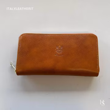 Italian Leather Wallet, Handmade Brown Continental Wallet for Women, Made in Italy
