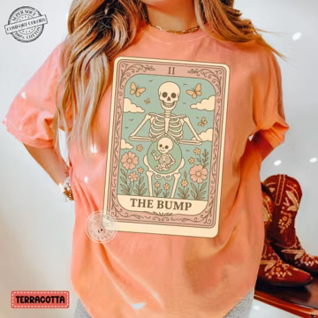 Comfort Colors* The Bump Pregnancy Tarot Shirt | Pregnant Skeleton Tee | Whimsical Pregnancy Gift | Vintage Maternity Oversized T-shirt