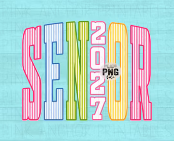 Senior 2027 Seersucker Stripes PNG File Png Printable Design (Digital Download)