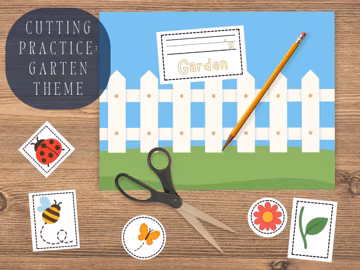 Cutting Practice - Garden Theme | Scissor Work | Cut & Glue | Preschool | Pre-K | Kindergarten | Homeschool | Instant Download Printable
