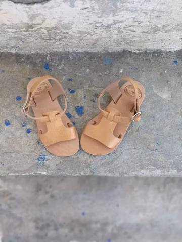 Handmade Leather Baby Sandals: Greek Gladiator Buckle Flats