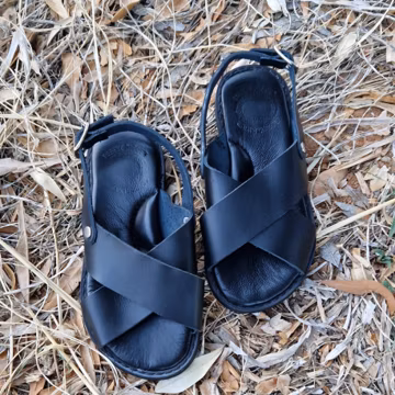 Handmade Black Leather Sandals, Soft Bed, Greek Baby Sandals