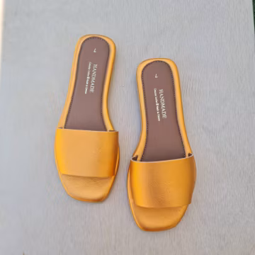 Handmade Orange Leather Sandals: Greek Summer Slides
