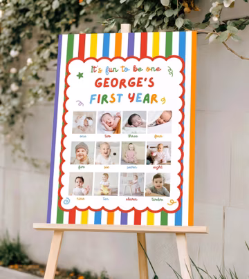 Fun to Be One Photo Board, Fun To Be One Photo Board Boy, Colorful Boy First Birthday Sign, Baby Photo Sign, Baby First Year Canva Template
