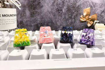 Pokemon keycap, resin keycap, custom keycap, eevee evolution, umbreon, espeon, sylveon, jolteon, artisan keycaps, esc keycap, resin keycap