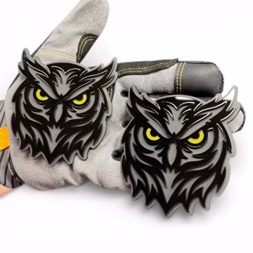 Angry Owl Glossy Black on Matte Black Car Custom Fender Emblem Badge Aggressive