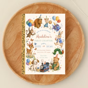 Golden Book First Chapter Birthday Invitation | Chapter Two Bday Invite | Storybook Birthday | Digital Template (editable)