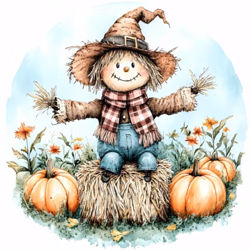 30 JPEG Fall Scarecrow Harvest Pumpkin Sublimation Graphic