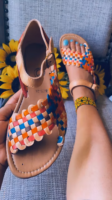 Huarache Sandal All Sizes Boho- Hippie Vintage Mexican Style- Sandal Huarache leather Oralia original wide friendly