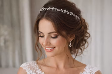 Silver Rhinestone Bridal Tiara Crystal Wedding Flower Headpiece