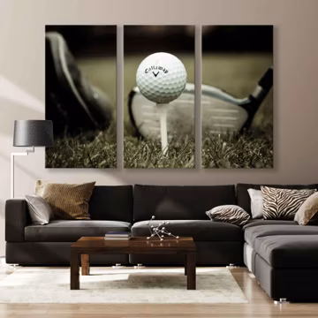 Golf Wall Art Set - Motivational Golf Ball Canvas - Sports Decor for Gym or Sports Room - Inspirational Gym Wall Art