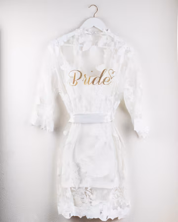 Leaf Lace White Bridal Robe | Bride Robe | Getting Ready Robe| Bridal Party Lace Bridal Shower Robe| Wedding Robe honeymoon.
