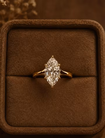 2CT Marquise Cut Moissanite Engagement Ring, Gold Plated Ring, Solitaire Ring, Minimalist Bridal Ring for Women, Affordable luxury Ring