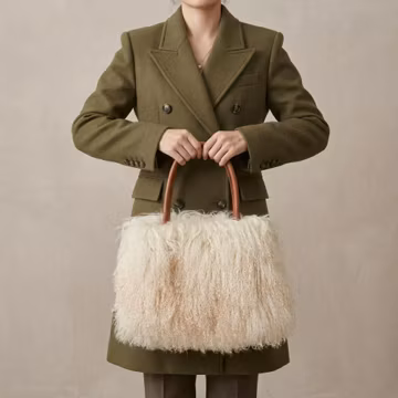 Real Mongolian Lamb Fur Handbag – Double-Sided Luxe Fur with Leather Strap