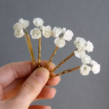 Babys breath hair pins Gypsophila flower bridal hair piece Small wedding headpiece for bride