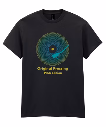Mens 70th Birthday Record LP Vinyl T-Shirt, Original Pressing 1956 Edition