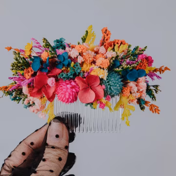Jewel tone Yelow Teal Pink Haircomb/Colorful Floral Wedding Hair Comb/Vibrant Flower Hairpiece/Boho Bridal Hair Accessories /Summer Wedding