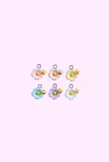Resin Flower Bee Charm, Mini Bug Charm