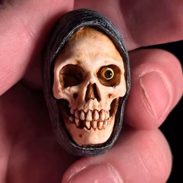 Phantom Reaper Skull Pin- Handcrafted & Hand Painted Resin Lapel Pin- Gothic Halloween Accessory