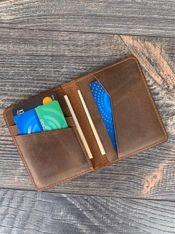 Christmas Gift Leather Wallet Minimalist Mens Wallet Bifold Wallet Personalized Card Wallet Groomsmen Gift Monogram Initials For Him