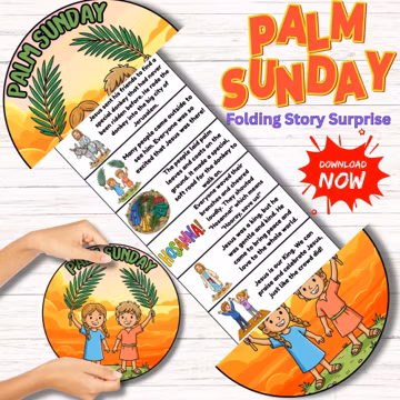 Palm Sunday Folding Surprise Printable Mini Book, Sunday School Easter Craft for Holy Week, Easter Bible Story