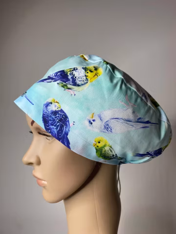 Budgie Surgical Cap | Cotton Voile Lined Theatre Scrub Hat, Adjustable Toggle