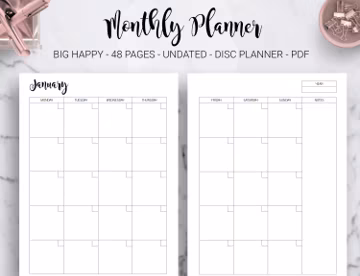Undated Monthly Planner Inserts: Big Happy Planner (PDF)