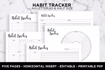 Daily Habit Tracker Chart: A4, A5, Letter Size (PDF Printable)